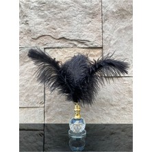 Peramari Dekoratif Top Kristal Cam Tekli Deve Kuşu Tüyü Siyah Gold