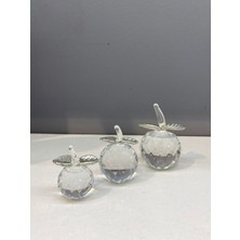 Peramari Dekoratif Kristal Cam Üçlü Elma Şeffaf Gümüş