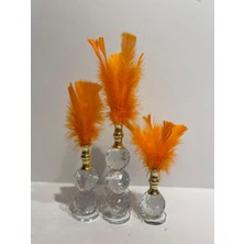 Peramari Dekoratif Kristal Cam Üçlü Tüy Turuncu-Gold