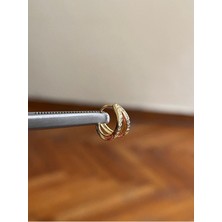 Rupen Kraft 316 L Cerrahi Çelik Zirkon Taşlı Çift Halka Detaylı Kıkırdak Helix Tragus Piercingi