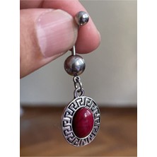 Rupen Kraft Cerrahi Çelik Piercing Doğal Taşlı Piercing Otantik Göbek Piercingi