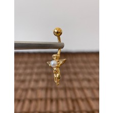 Rupen Kraft 316 L Cerrahi Çelik Anti Alerjik 10 mm Incili Melek Model Göbek Piercingi Melek Model Piercing