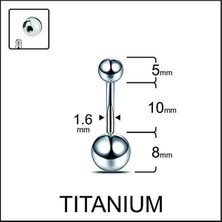 Rupen Kraft Gümüş Renk Ultraliğht 10 mm Düz Titanyum Göbek Piercingi