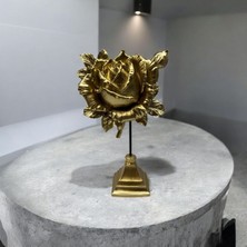 Peramari Dekoratif Polyester Tekli Dik Gül Çiçek Gold Sade