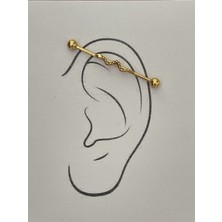 Rupen Kraft 316L Cerrahi Çelik 38 mm Gold Rengi Yılan Detay Köprü Piercing
