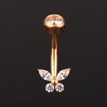 Rupen Kraft Kelebek Zirkon Titanyum Göbek Piercing Ultraliğht 10 mm Titanyum Göbek Piercingi