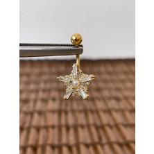 Rupen Kraft 316 L Cerrahi Çelik Anti Alerjik 10 mm Incili Baget Taşlı Göbek Piercingi