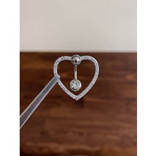 Rupen Kraft 316 L Cerrahi Çelik Göbek Piercingi Kalpli Pırlanta Model Göbek Piecingi