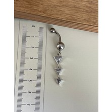 Rupen Kraft 316 L Cerrahi Çelik Standart 10 mm Baget Taşlı Sallantılı Üçgen Model Göbek Piercingi