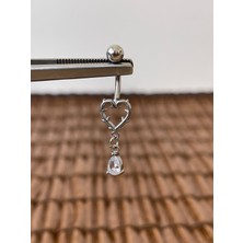 Rupen Kraft 316 L Cerrahi Çelik Anti Alerjik 10 mm Damla Taş Sallantılı Kalp Model Göbek Piercingi