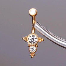 Rupen Kraft Üç Taş Gold Renk Ultraliğht 10 mm Titanyum Göbek Piercingi