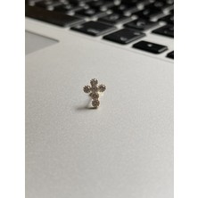 Rupen Kraft 316 L Cerrahi Çelik Dudak Kıkırdak Helix Tragus Piercingi 6 Taşlı haç Detaylı Piercing