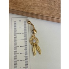 Rupen Kraft 316 L Cerrahi Çelik Standart 10 mm Baget Taşlı Sallantılı Düş Kapanı Model Göbek Piercingi