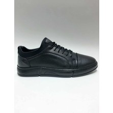 Hsa Hakiki Deri Bağcıksız Rahat Siyah Renk Kauçuk Taban Esnek Kışlık Erkek Ayakkabı C-45251279HSA