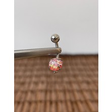 Rupen Kraft 316 L Cerrahi Çelik Anti Alerjik 10 mm Pembe Opal Taşlı Göbek Piercingi