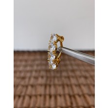 Rupen Kraft 316 L Cerrahi Çelik Anti Alerjik 10 mm 4 Taşlı Şık Abiye Göbek Piercingi