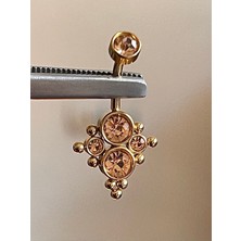 Rupen Kraft 316 L Cerrahi Çelik Bal Rengi Yuvarlak Zirkon Taşlı Model Göbek Piercingi