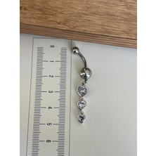 Rupen Kraft 316 L Cerrahi Çelik Standart 10 mm Baget Taşlı Sallantılı Kalp Model Göbek Piercingi