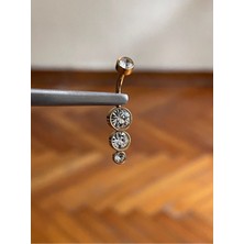 Rupen Kraft 316 L Cerrahi Çelik 3 Taşlı Göbek Piercingi Taşlı Göbek Piercingi