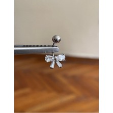 Rupen Kraft 316 L Cerrahi Çelik Fiyonk Detaylı Göbek Piercingi Baget Taşlı Fiyonk