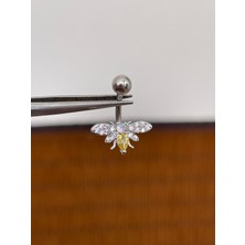 Rupen Kraft 316 L Cerrahi Çelik Anti Alerjik 10 mm Baget Taşlı Arı Model Göbek Piercingi