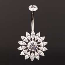 Rupen Kraft Zirkon Taş Kelebek Titanyum Göbek Piercing Ultraliğht 10 mm Titanyum Göbek Piercingi