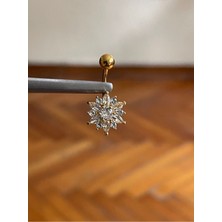 Rupen Kraft 316 L Cerrahi Çelik Ful Baget Taşlı Pırlanta Model Çiçek Göbek Piercingi