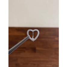 Rupen Kraft 316 L Cerrahi Çelik Göbek Piercingi Kalpli Pırlanta Model Göbek Piecingi