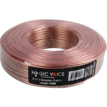 Magicvoice 2x1,0 mm Şeffaf 100 Metre Hoparlör Ses Sistemi Kablosu Mert Kablo