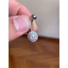 Rupen Kraft Cerrahi Çelik Piercing Ful Taşlı Piercing Parıltılı Göbek Piercingi