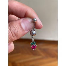 Rupen Kraft Cerrahi Çelik Piercing Taşlı Çilek Piercing Çilekli Göbek Piercingi