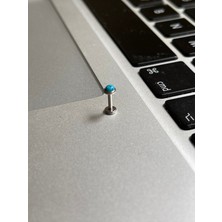 Rupen Kraft 316 Cerrahi Çelik Tragus Helix Kıkırdak Conch Minimal Mavi Taşlı Piercing