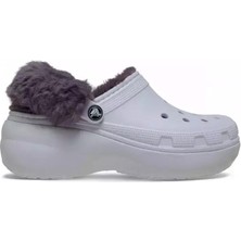 Crocs Classic Platform Fuzz Lined Clog Frosted Grape Terlik 212854-5BO