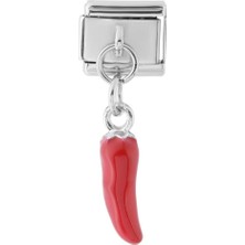 Gümüş Kırmızı Biber Çelik Charm