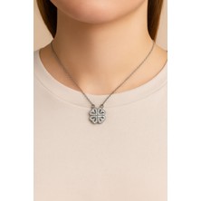 Pirlento Mıknatıslı Romantik Çoklu Kalp Açılır Kapanır Yonca Kadın Çelik Kolye