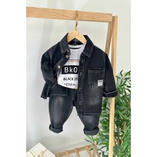 Butik Erkek Çocuk 3 Parça Kot Çeketli Takım Alt - Üst Takım