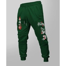 Amor Man Büyük Beden Özel Tasarım Ejderha Bacak Baskılı %100 Pamuk Kışlık Japon Stil Erkek Eşofman Altı