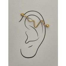 Rupen Kraft 316L Cerrahi Çelik 38 mm Gold Rengi Frekans Detay Köprü Piercing