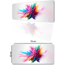 Sonictouch Duman Smoke Kaymaz Gaming Oyuncu Masaüstü Dikişsiz Yeşil Pembe Sarı Klavye Mouse Pad 32X70CM