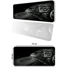 Sonictouch Kara Kartal Kaymaz Gaming Oyuncu Masaüstü Dikişsiz Siyah Beyaz Klavye Mouse Pad 32X70CM