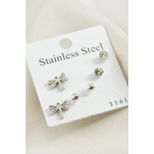 Hg.Aksesuar 6 Adet Yusufçuk Taşlı Çelik Küpe