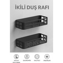 Banyo Düzenleyici Şampuanlık Sabunluk 2 Li Set Lamalı Güçlü Kaliteli Yapışkanlı Duş Rafı