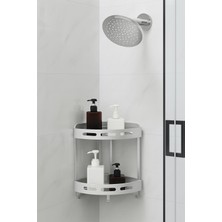 Begin Power Alüminyum Paslanmaz 2 Katlı Banyo Köşe Rafı Banyo Düzenleyici Organizer