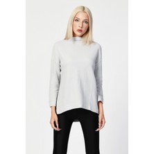 Zegy Düşük Omuzlu Oversize Bluz  - Silver Silver - 38