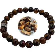 Kaplan Gözü Doğal Taş Bileklik, Sertifikalı Doğal Taş, Ayarlanabilir Lastikli Bileklik,uniseks Bileklik