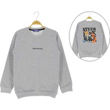 Atabay Arka Never Look Back Baskılı Iki Iplik Şardonlu Sweatshırt - ATA30675.0-GRI-6 Yaş Gri