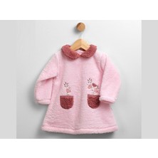Atabay Cep Kalp Nakışlı Polar Elbise  - FLE229473-PEMBE-9 - 12 Ay Pembe