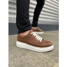 Mevese Boost Bağcıklı Deri Erkek Günlük Sneaker Ayakkabı - Taba Beyaz