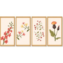 M&H Quality 4 Parça Duvar Dekoru - Salon Oturma Yatak Odası Mutfak Ofis Antre Için Tablo Çerçeve Görünümlü