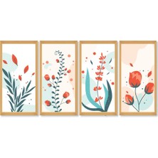 M&H Quality Parça Yapraklar Duvar Dekoru-Salon Oturma Yatak Odası Mutfak Ofis Için Tablo Seti Çerçeve Görünümlü